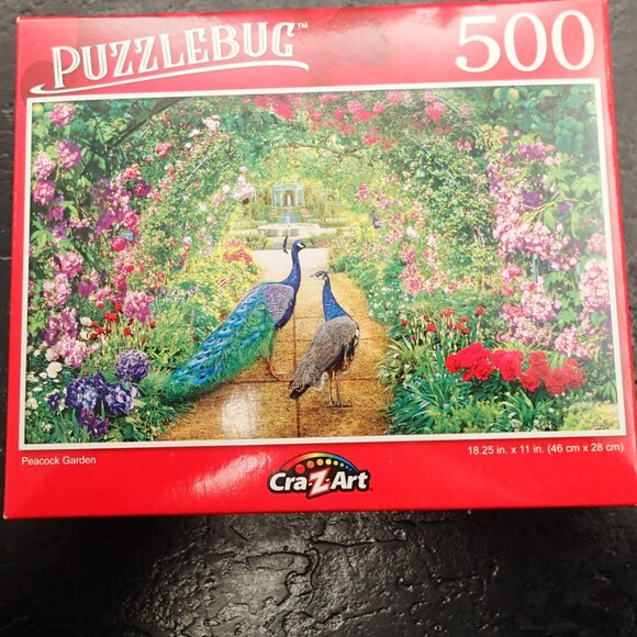 Puzzlebug 500 Peacock Garden Puzzle NEW - Picture 1 of 3